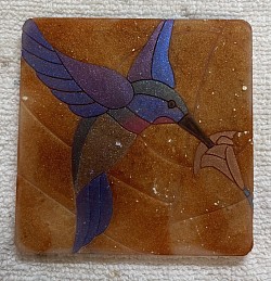 Hand painted hummingbird coaster.